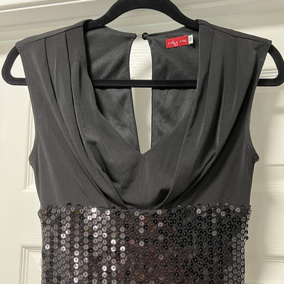 Ruby rox Sequin black sheath‎ lined dress Small holiday party - Picture 2 of 6